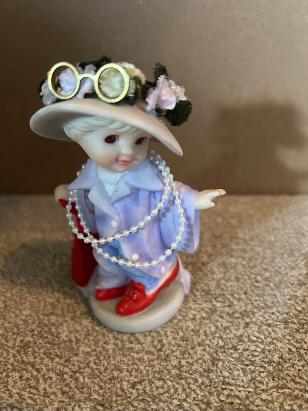 Lavender Kids Accessory Set with Pearl Necklace and Red Shoe Accent